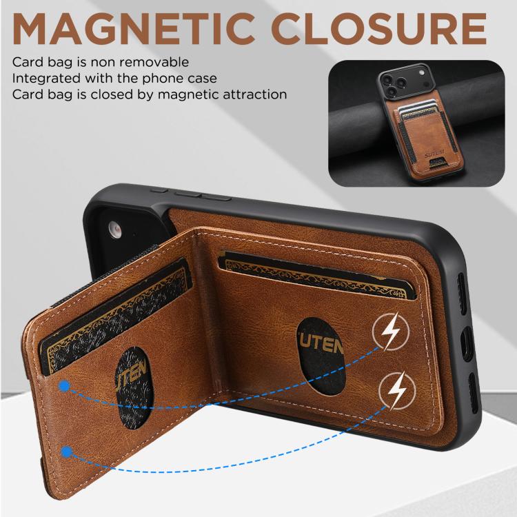 For iPhone 17 Air Suteni H03 Oil Wax Leather Wallet Stand Back Phone Case(Brown) - iPhone 17 Air Cases by Suteni | Online Shopping UK | buy2fix