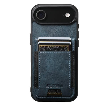 For iPhone 17 Air Suteni H03 Oil Wax Leather Wallet Stand Back Phone Case(Blue) - iPhone 17 Air Cases by Suteni | Online Shopping UK | buy2fix