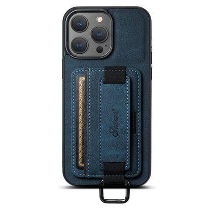 For iPhone 13 Pro Max Suteni H13 Litchi Leather Wrist Strap Wallet Back Phone Case(Blue) - iPhone 13 Pro Max Cases by Suteni | Online Shopping UK | buy2fix