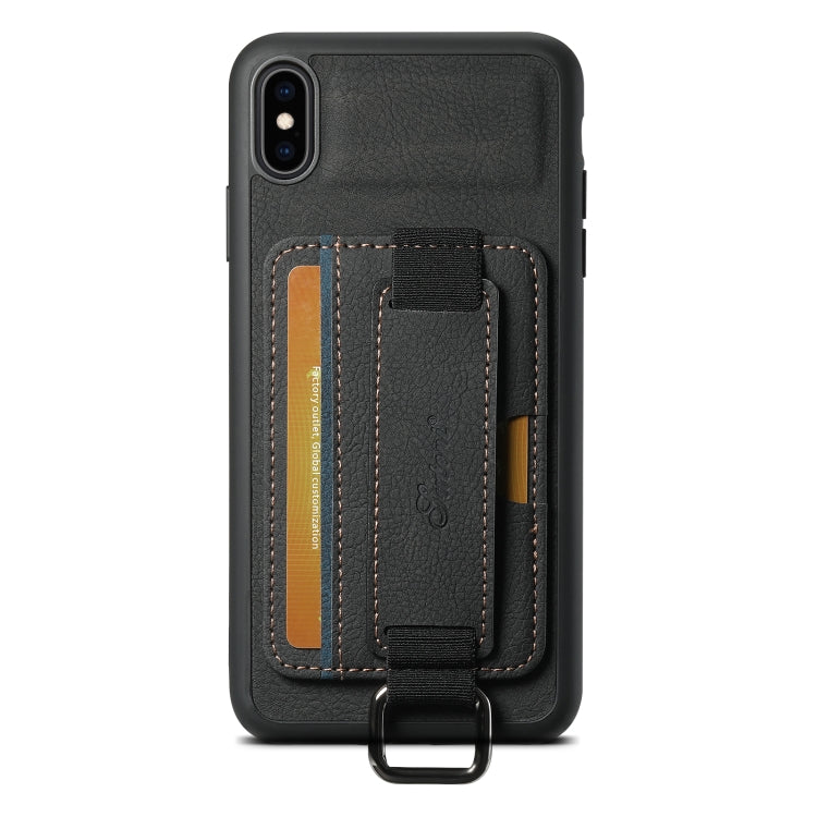 For iPhone X / XS Suteni H13 Litchi Leather Wrist Strap Wallet Back Phone Case(Black) - More iPhone Cases by Suteni | Online Shopping UK | buy2fix