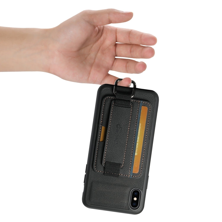 For iPhone XR Suteni H13 Litchi Leather Wrist Strap Wallet Back Phone Case(Black) - More iPhone Cases by Suteni | Online Shopping UK | buy2fix