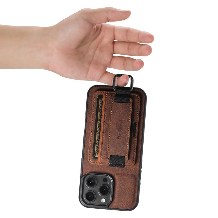 For iPhone 16e Suteni H13 Litchi Leather Wrist Strap Wallet Back Phone Case(Brown) - iPhone 16e Cases by Suteni | Online Shopping UK | buy2fix