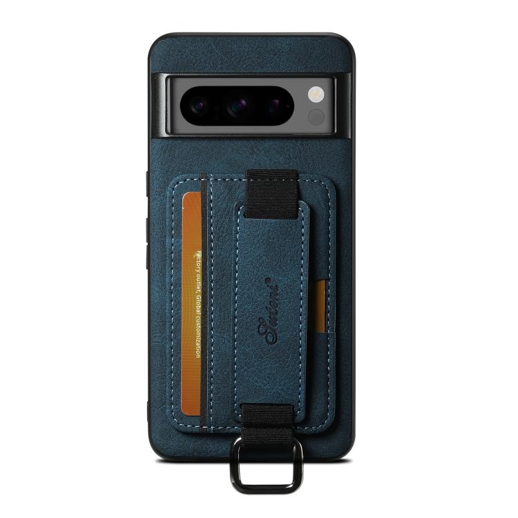 For Google Pixel 10 Pro XL Suteni H13 Litchi Leather Wrist Strap Wallet Back Phone Case(Blue) - Google Cases by Suteni | Online Shopping UK | buy2fix