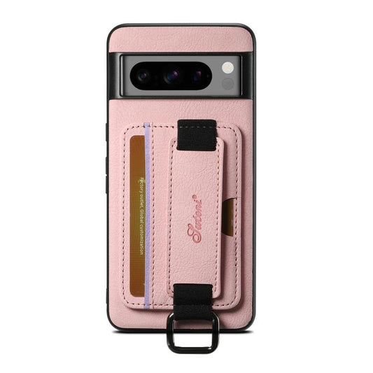 For Google Pixel 10 Pro XL Suteni H13 Litchi Leather Wrist Strap Wallet Back Phone Case(Pink) - Google Cases by Suteni | Online Shopping UK | buy2fix