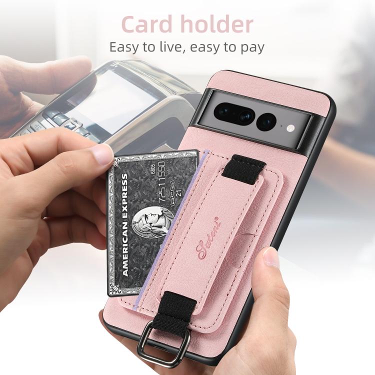 For Google Pixel 10 Pro XL Suteni H13 Litchi Leather Wrist Strap Wallet Back Phone Case(Pink) - Google Cases by Suteni | Online Shopping UK | buy2fix