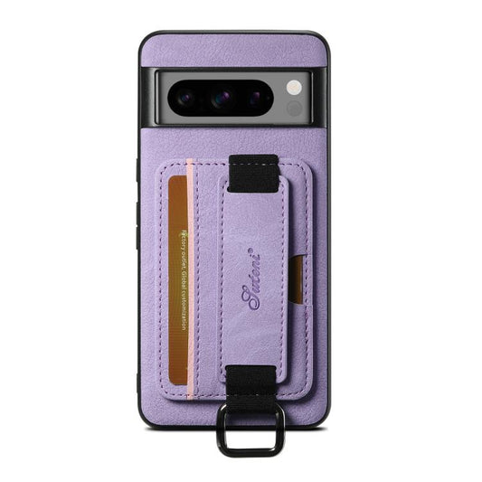 For Google Pixel 10 Pro XL Suteni H13 Litchi Leather Wrist Strap Wallet Back Phone Case(Purple) - Google Cases by Suteni | Online Shopping UK | buy2fix