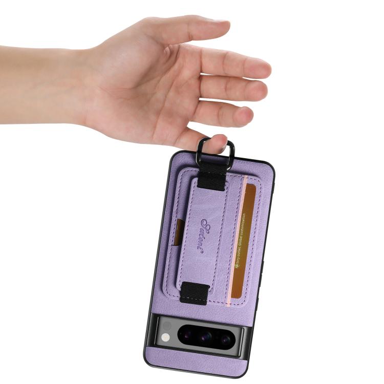 For Google Pixel 10 Pro XL Suteni H13 Litchi Leather Wrist Strap Wallet Back Phone Case(Purple) - Google Cases by Suteni | Online Shopping UK | buy2fix