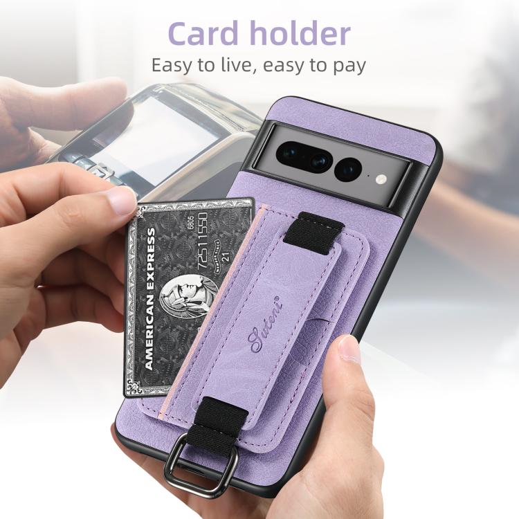 For Google Pixel 10 Pro XL Suteni H13 Litchi Leather Wrist Strap Wallet Back Phone Case(Purple) - Google Cases by Suteni | Online Shopping UK | buy2fix