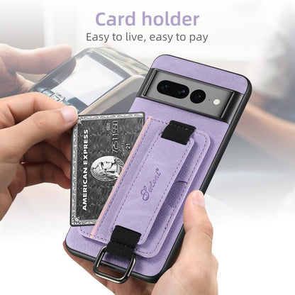 For Google Pixel 10 Pro XL Suteni H13 Litchi Leather Wrist Strap Wallet Back Phone Case(Purple) - Google Cases by Suteni | Online Shopping UK | buy2fix
