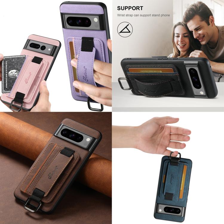 For Google Pixel 8a Suteni H13 Litchi Leather Wrist Strap Wallet Back Phone Case(Black) - Google Cases by Suteni | Online Shopping UK | buy2fix