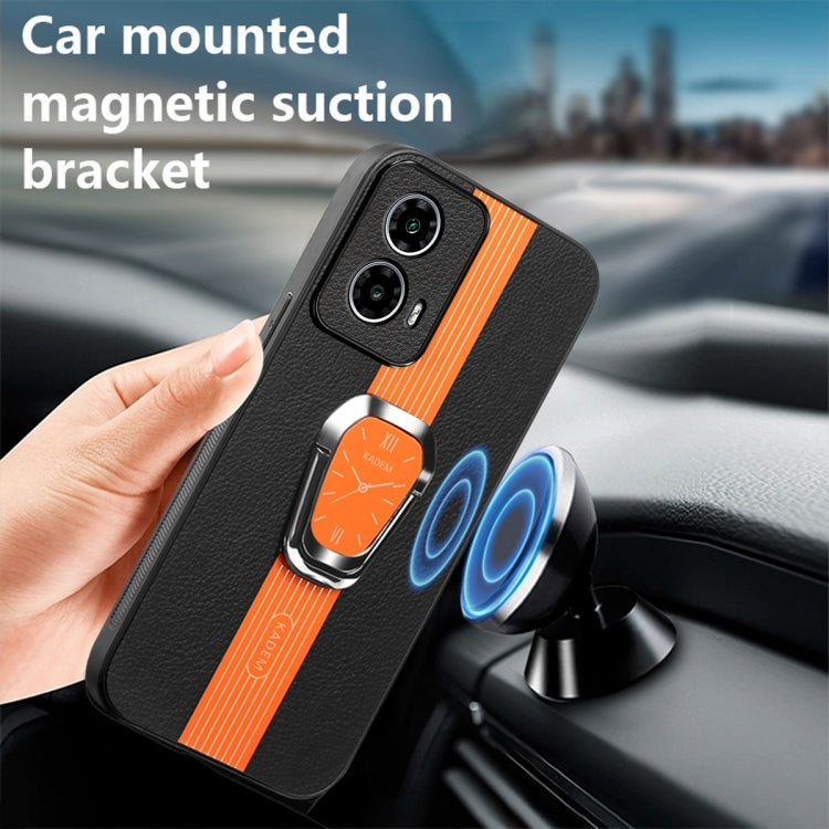 For Motorola Moto G24 Magnetic Litchi Leather Back Phone Case with Holder(Orange) - Motorola Cases by buy2fix | Online Shopping UK | buy2fix