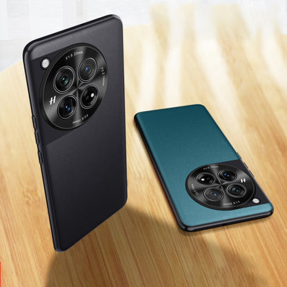 For OnePlus 12 Plain-Leather All-inclusive Shockproof Phone Case(Black) by buy2fix