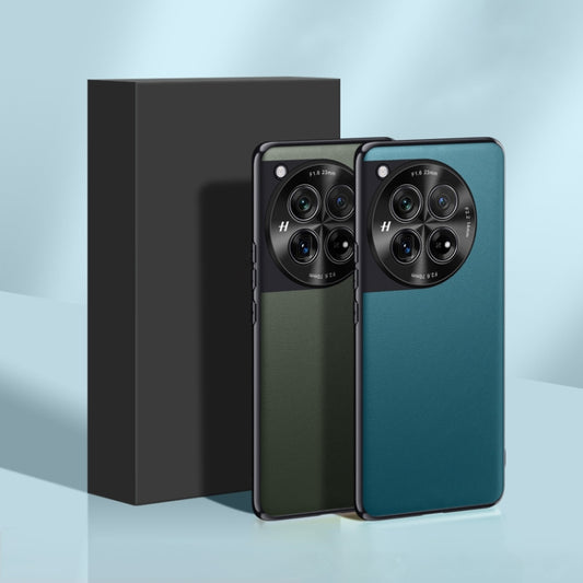 For OnePlus 12 Plain-Leather All-inclusive Shockproof Phone Case(Orange) by buy2fix