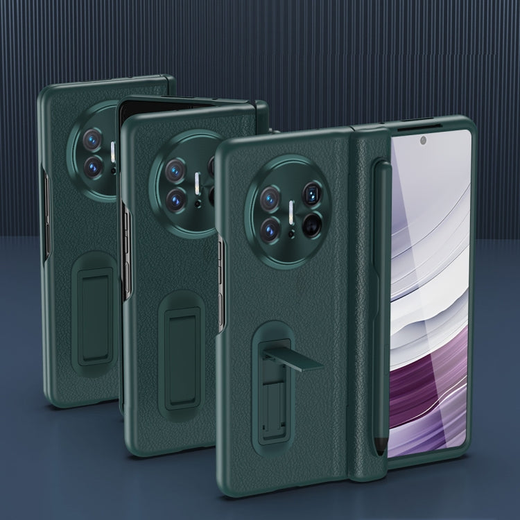 For Huawei  Mate X5 Integrated Film Plain Leather Phone Case with Pen(Blue) - Huawei Cases by buy2fix | Online Shopping UK | buy2fix