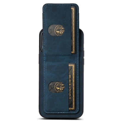 For iPhone 14 Suteni H03 Litchi Leather Card Bag Stand Back Phone Case(Blue) - iPhone 14 Cases by Suteni | Online Shopping UK | buy2fix