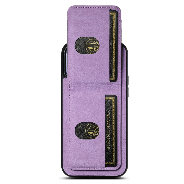 For iPhone 13 Pro Max Suteni H03 Litchi Leather Card Bag Stand Back Phone Case(Purple) - iPhone 13 Pro Max Cases by Suteni | Online Shopping UK | buy2fix