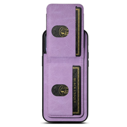 For iPhone 13 Pro Max Suteni H03 Litchi Leather Card Bag Stand Back Phone Case(Purple) - iPhone 13 Pro Max Cases by Suteni | Online Shopping UK | buy2fix