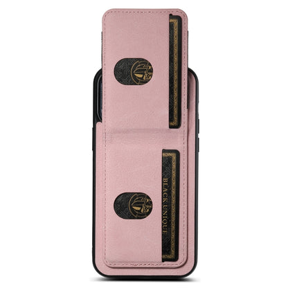 For iPhone 13 Suteni H03 Litchi Leather Card Bag Stand Back Phone Case(Pink) - iPhone 13 Cases by Suteni | Online Shopping UK | buy2fix