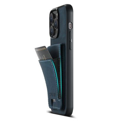 For iPhone 11 Pro Suteni H03 Litchi Leather Card Bag Stand Back Phone Case(Blue) - iPhone 11 Pro Cases by Suteni | Online Shopping UK | buy2fix