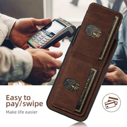 For iPhone 16e Suteni H03 Litchi Leather Card Bag Stand Back Phone Case(Brown) - iPhone 16e Cases by Suteni | Online Shopping UK | buy2fix