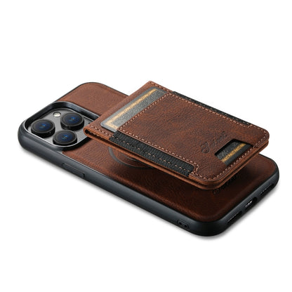 For iPhone 15 Pro Max Suteni H17 Litchi Texture Leather MagSafe Detachable Wallet Phone Case(Brown) by Suteni