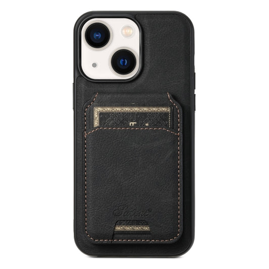 For iPhone 14 Suteni H17 Litchi Texture Leather MagSafe Detachable Wallet Phone Case(Black) by Suteni
