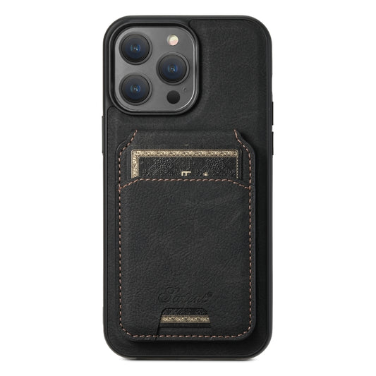 For iPhone 14 Pro Suteni H17 Litchi Texture Leather MagSafe Detachable Wallet Phone Case(Black) by Suteni