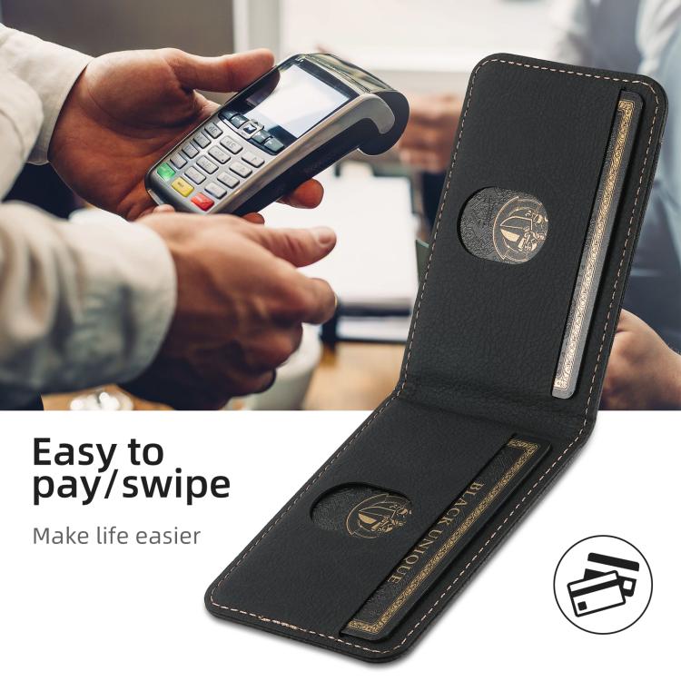 For iPhone 16e Suteni H17 Litchi Texture Leather MagSafe Detachable Wallet Phone Case(Black) - iPhone 16e Cases by Suteni | Online Shopping UK | buy2fix