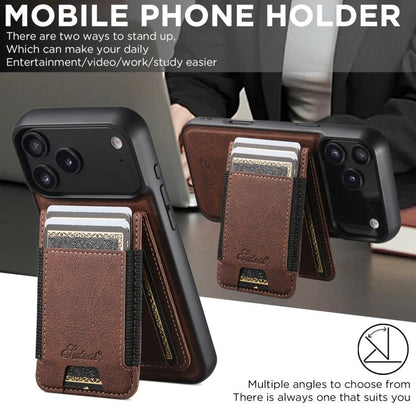 For iPhone 17 Suteni H17 Litchi Texture Leather MagSafe Detachable Wallet Phone Case(Brown) - iPhone 17 Cases by Suteni | Online Shopping UK | buy2fix