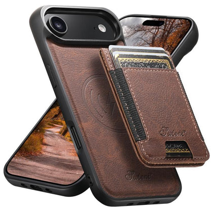 For iPhone 17 Air Suteni H17 Litchi Texture Leather MagSafe Detachable Wallet Phone Case(Brown) - iPhone 17 Air Cases by Suteni | Online Shopping UK | buy2fix