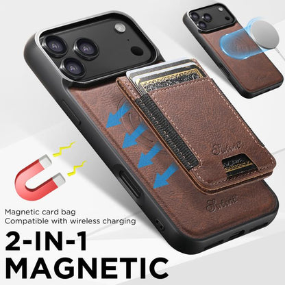 For iPhone 17 Air Suteni H17 Litchi Texture Leather MagSafe Detachable Wallet Phone Case(Brown) - iPhone 17 Air Cases by Suteni | Online Shopping UK | buy2fix