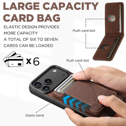 For iPhone 17 Pro Max Suteni H17 Litchi Texture Leather MagSafe Detachable Wallet Phone Case(Brown) - iPhone 17 Pro Max Cases by Suteni | Online Shopping UK | buy2fix