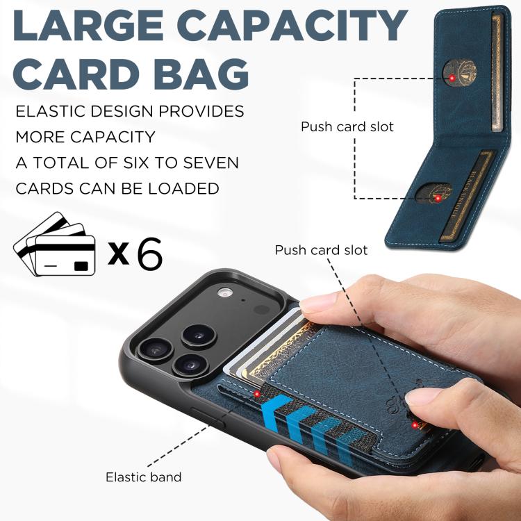 For iPhone 17 Pro Max Suteni H17 Litchi Texture Leather MagSafe Detachable Wallet Phone Case(Blue) - iPhone 17 Pro Max Cases by Suteni | Online Shopping UK | buy2fix