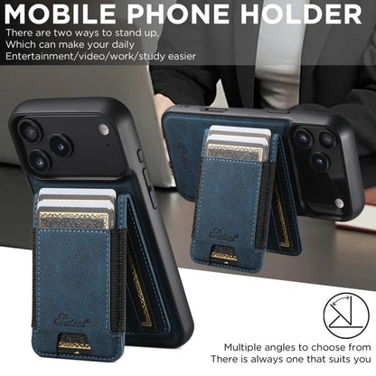 For iPhone 17 Pro Max Suteni H17 Litchi Texture Leather MagSafe Detachable Wallet Phone Case(Blue) - iPhone 17 Pro Max Cases by Suteni | Online Shopping UK | buy2fix