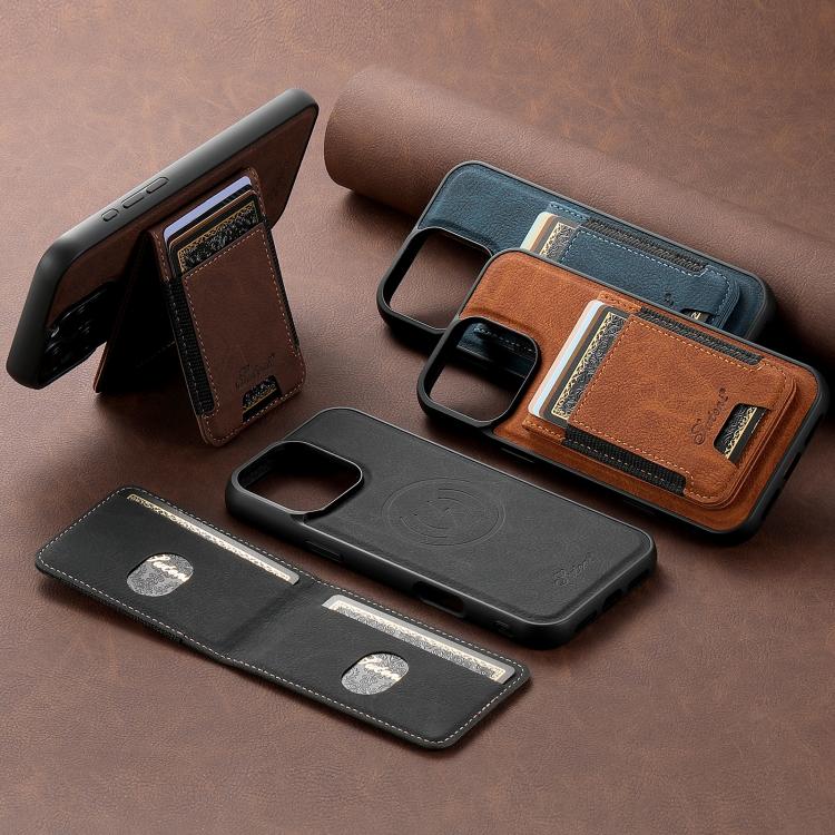 For iPhone 17 Air Suteni H17 Litchi Texture Leather MagSafe Detachable Wallet Phone Case(Khaki) - iPhone 17 Air Cases by Suteni | Online Shopping UK | buy2fix