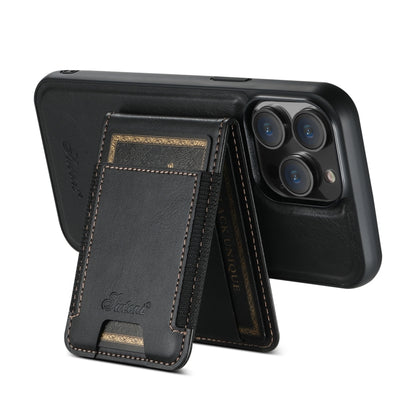 For iPhone 14 Plus Suteni H17 Oil Eax Leather MagSafe Detachable Wallet Phone Case(Black) by Suteni