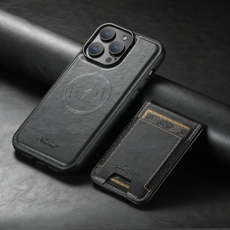 For iPhone 14 Pro Suteni H17 Oil Eax Leather MagSafe Detachable Wallet Phone Case(Black) by Suteni
