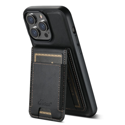 For iPhone 14 Pro Suteni H17 Oil Eax Leather MagSafe Detachable Wallet Phone Case(Black) by Suteni