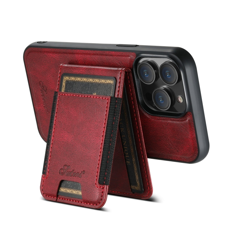 For iPhone 13 Pro Suteni H17 Oil Eax Leather MagSafe Detachable Wallet Phone Case(Red) - iPhone 13 Pro Cases by Suteni | Online Shopping UK | buy2fix