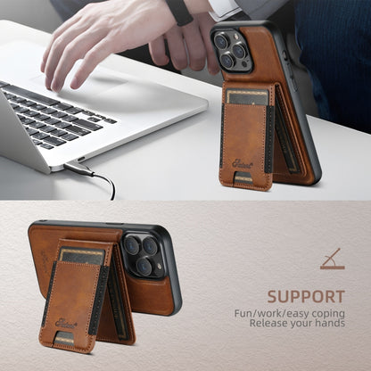 For iPhone 16 Suteni H17 Oil Eax Leather MagSafe Detachable Wallet Phone Case(Brown) by Suteni