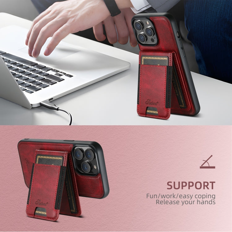 For iPhone 16 Suteni H17 Oil Eax Leather MagSafe Detachable Wallet Phone Case(Red) by Suteni