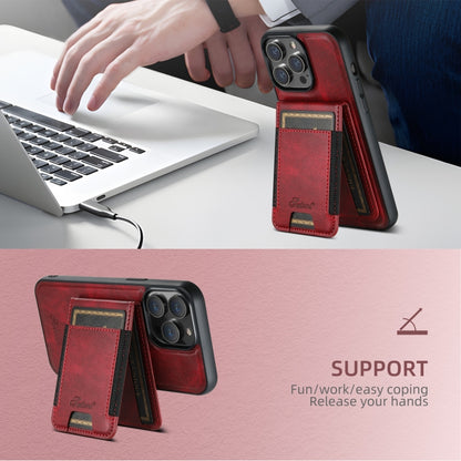 For iPhone 16 Suteni H17 Oil Eax Leather MagSafe Detachable Wallet Phone Case(Red) by Suteni