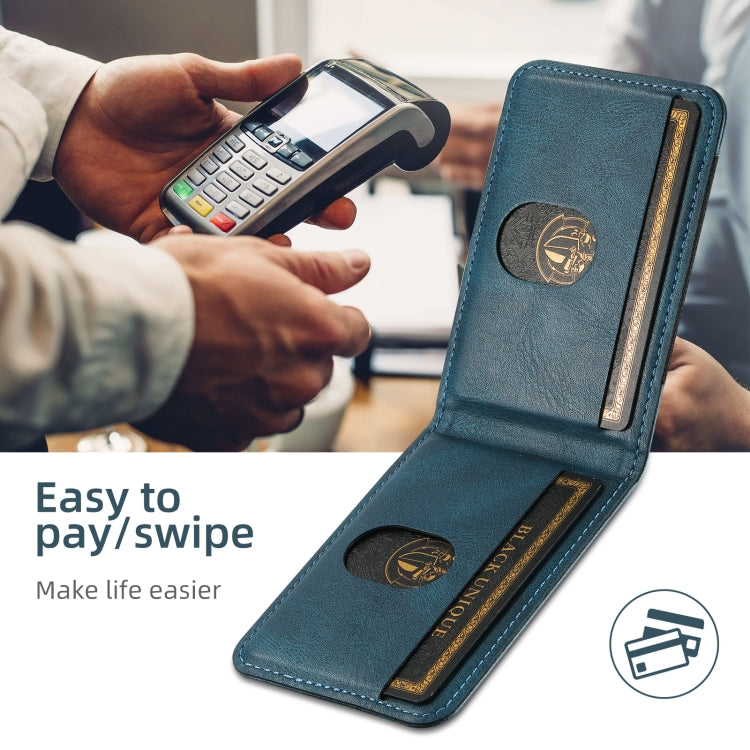 For iPhone 16 Suteni H17 Oil Eax Leather MagSafe Detachable Wallet Phone Case(Blue) by Suteni