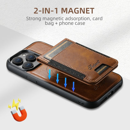 For iPhone 16 Pro Suteni H17 Oil Eax Leather MagSafe Detachable Wallet Phone Case(Brown) by Suteni