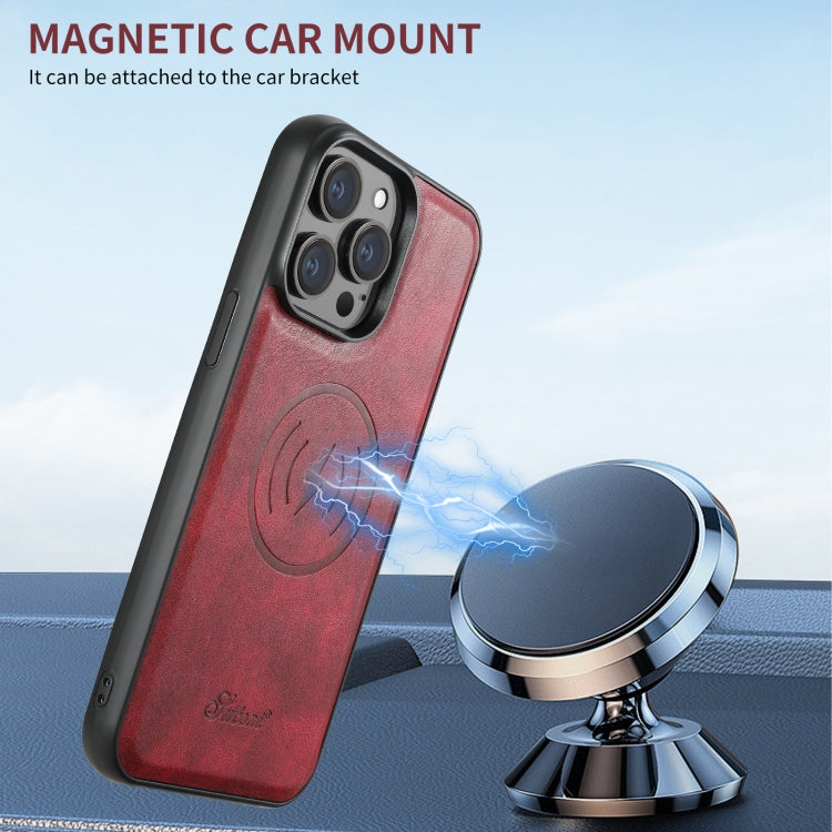 For iPhone 16 Pro Suteni H17 Oil Eax Leather MagSafe Detachable Wallet Phone Case(Red) by Suteni