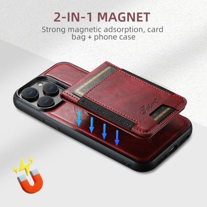 For iPhone 16 Pro Suteni H17 Oil Eax Leather MagSafe Detachable Wallet Phone Case(Red) by Suteni