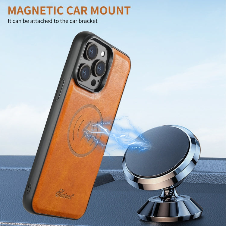 For iPhone 16 Pro Max Suteni H17 Oil Eax Leather MagSafe Detachable Wallet Phone Case(Khaki) by Suteni