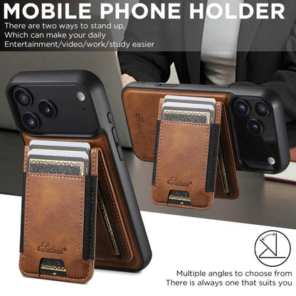 For iPhone 17 Pro Max Suteni H17 Oil Eax Leather MagSafe Detachable Wallet Phone Case(Brown) - iPhone 17 Pro Max Cases by Suteni | Online Shopping UK | buy2fix