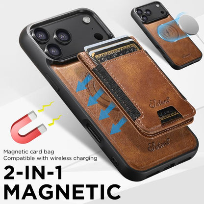 For iPhone 17 Pro Max Suteni H17 Oil Eax Leather MagSafe Detachable Wallet Phone Case(Brown) - iPhone 17 Pro Max Cases by Suteni | Online Shopping UK | buy2fix