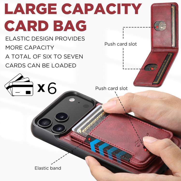 For iPhone 17 Pro Max Suteni H17 Oil Eax Leather MagSafe Detachable Wallet Phone Case(Red) - iPhone 17 Pro Max Cases by Suteni | Online Shopping UK | buy2fix